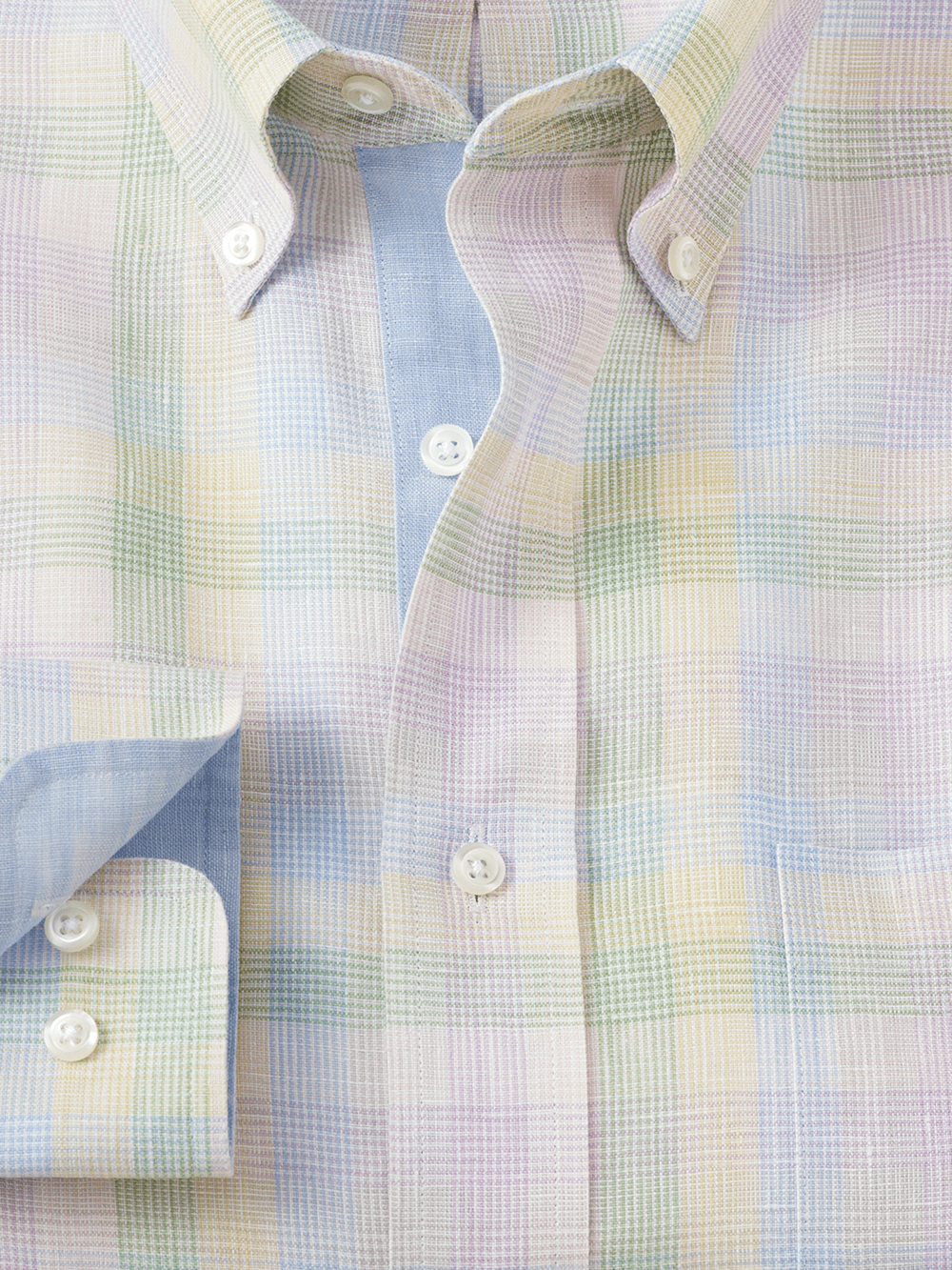 Alternate Image of Non-iron Linen Plaid Dress Shirt With Contrast Trim-5