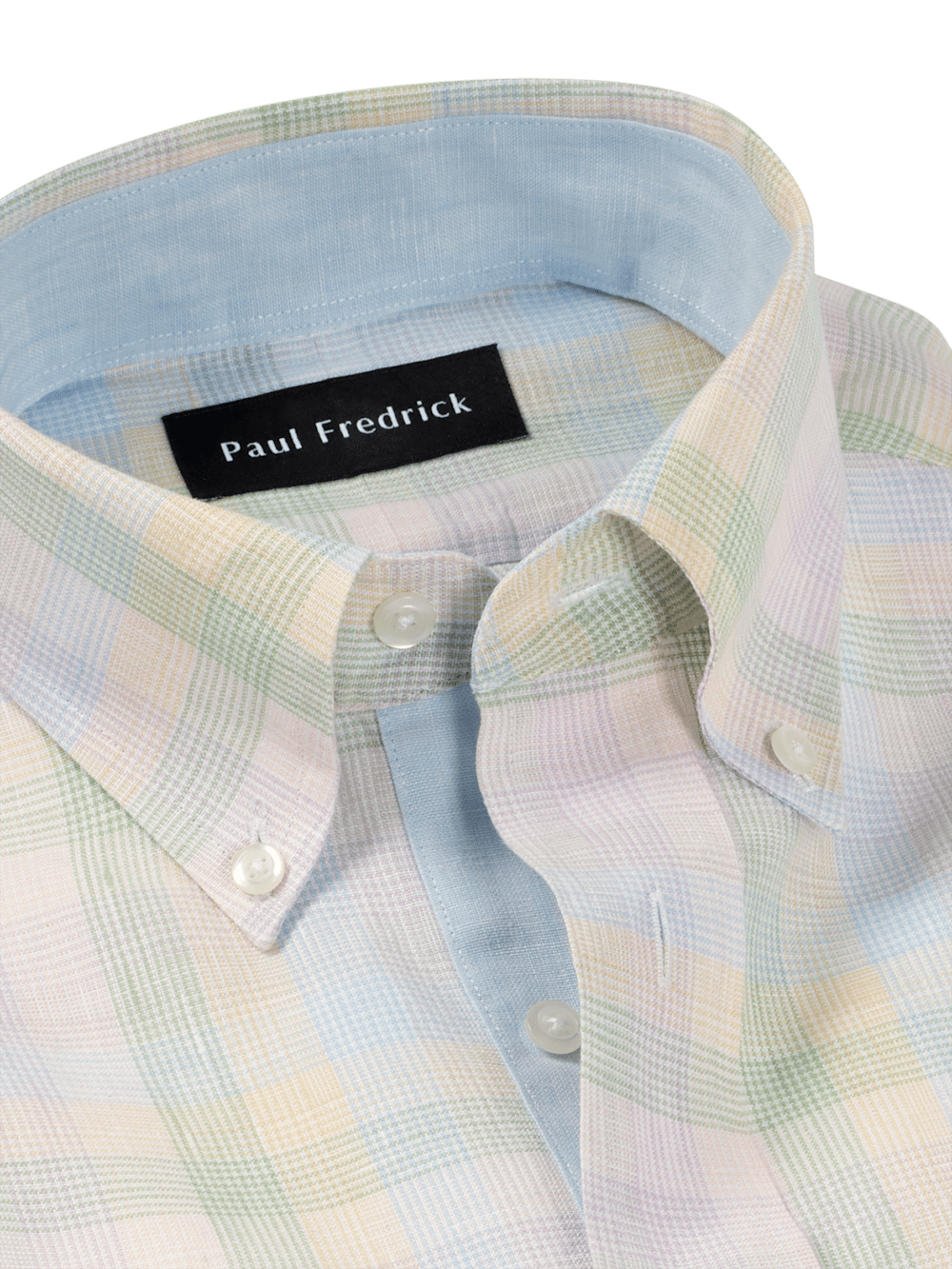 Alternate Image of Non-iron Linen Plaid Dress Shirt With Contrast Trim-6