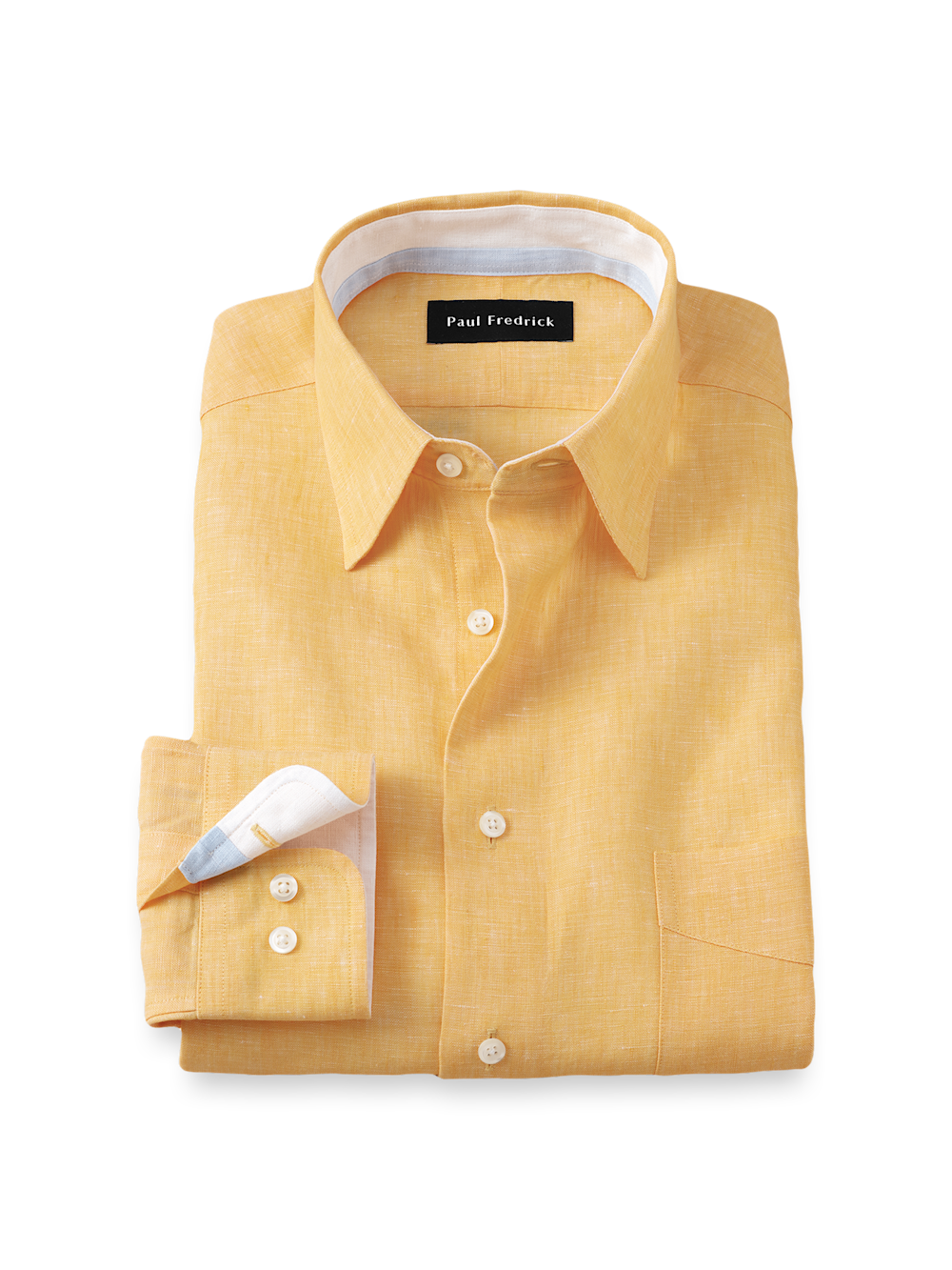 Product Image of Non-iron Linen Solid Dress Shirt With Contrast Trim-Yellow