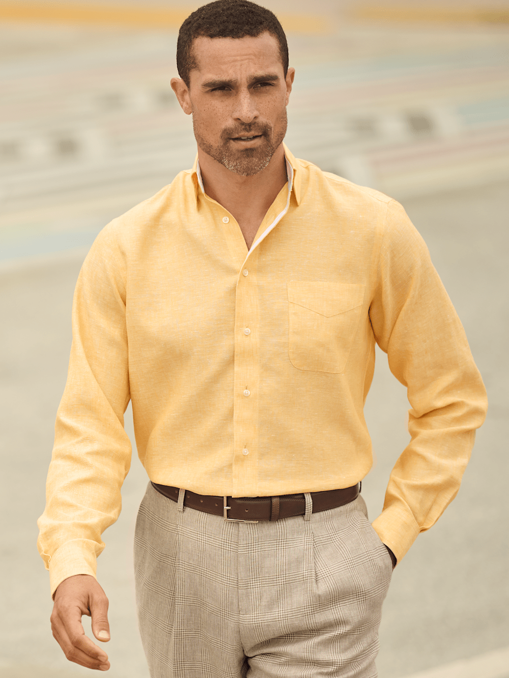 Alternate Image of Non-iron Linen Solid Dress Shirt With Contrast Trim-7