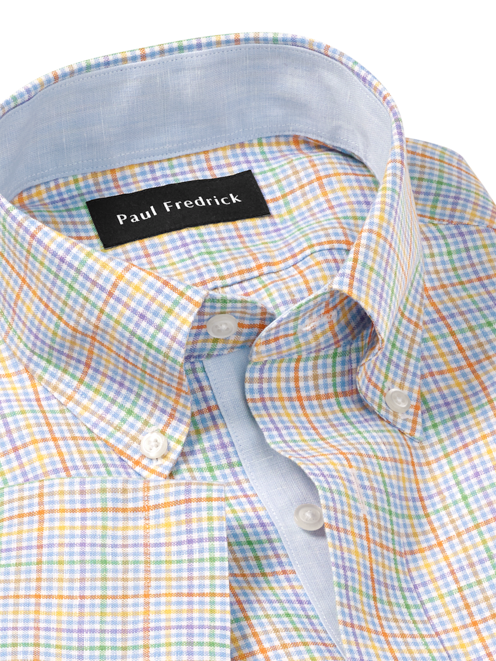 Alternate Image of Non-iron Linen Plaid Dress Shirt With Contrast Trim-6