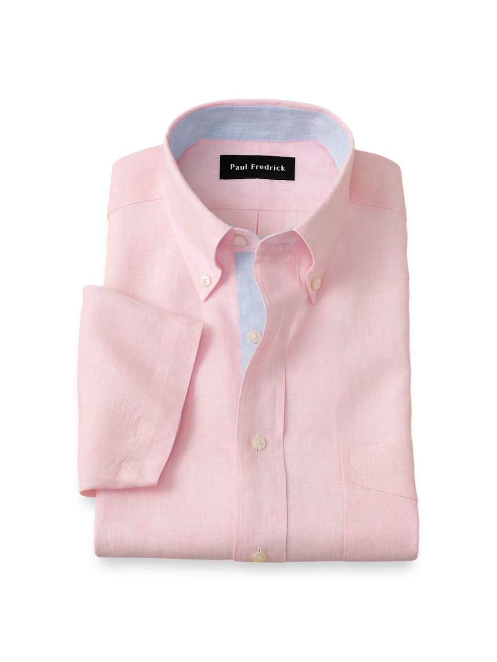 Product Image of Non-iron Linen Solid Dress Shirt With Contrast Trim-Pink