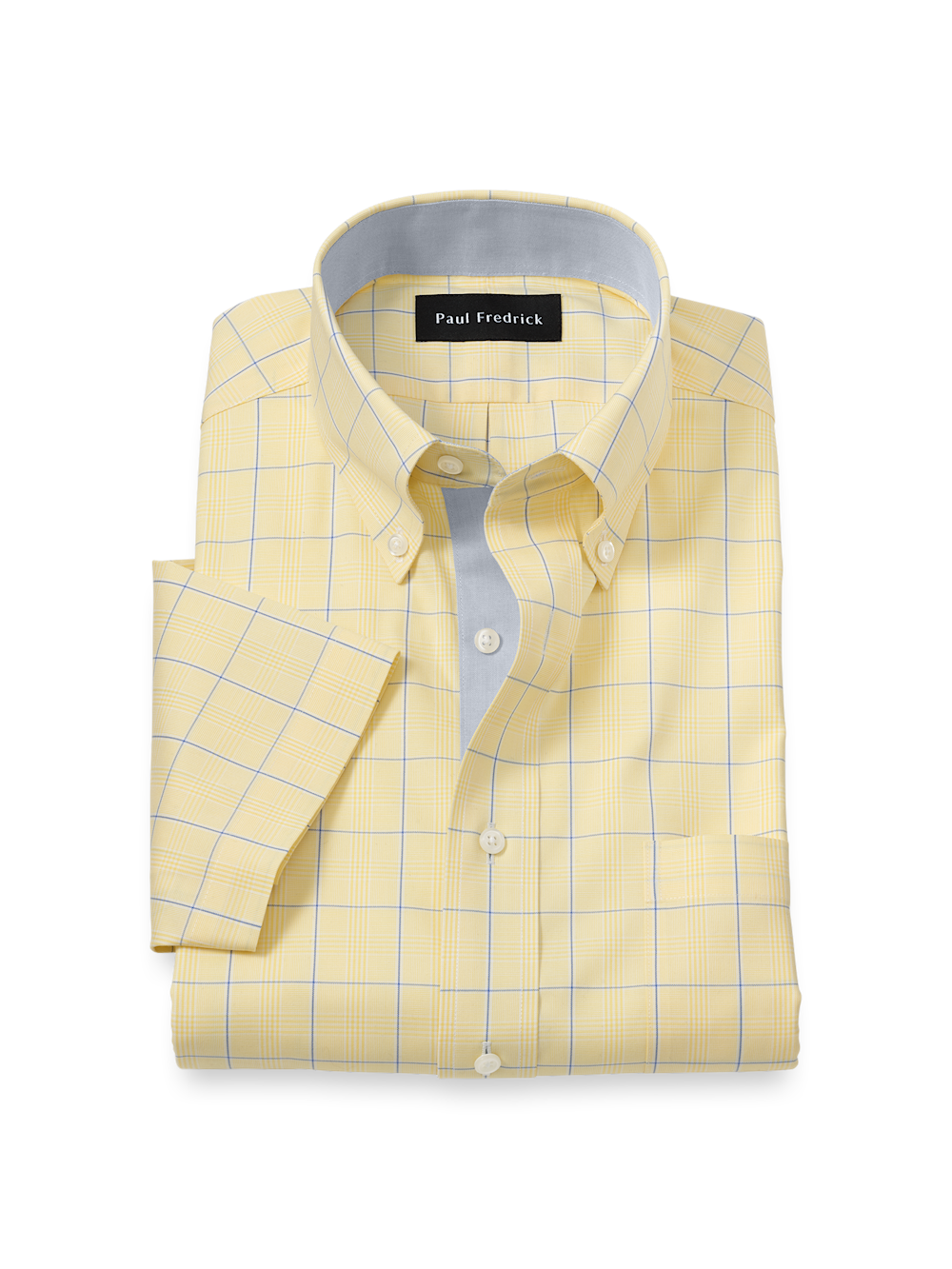 Product Image of Comfort Stretch Non-iron Check Dress Shirt With Contrast Trim-Yellow