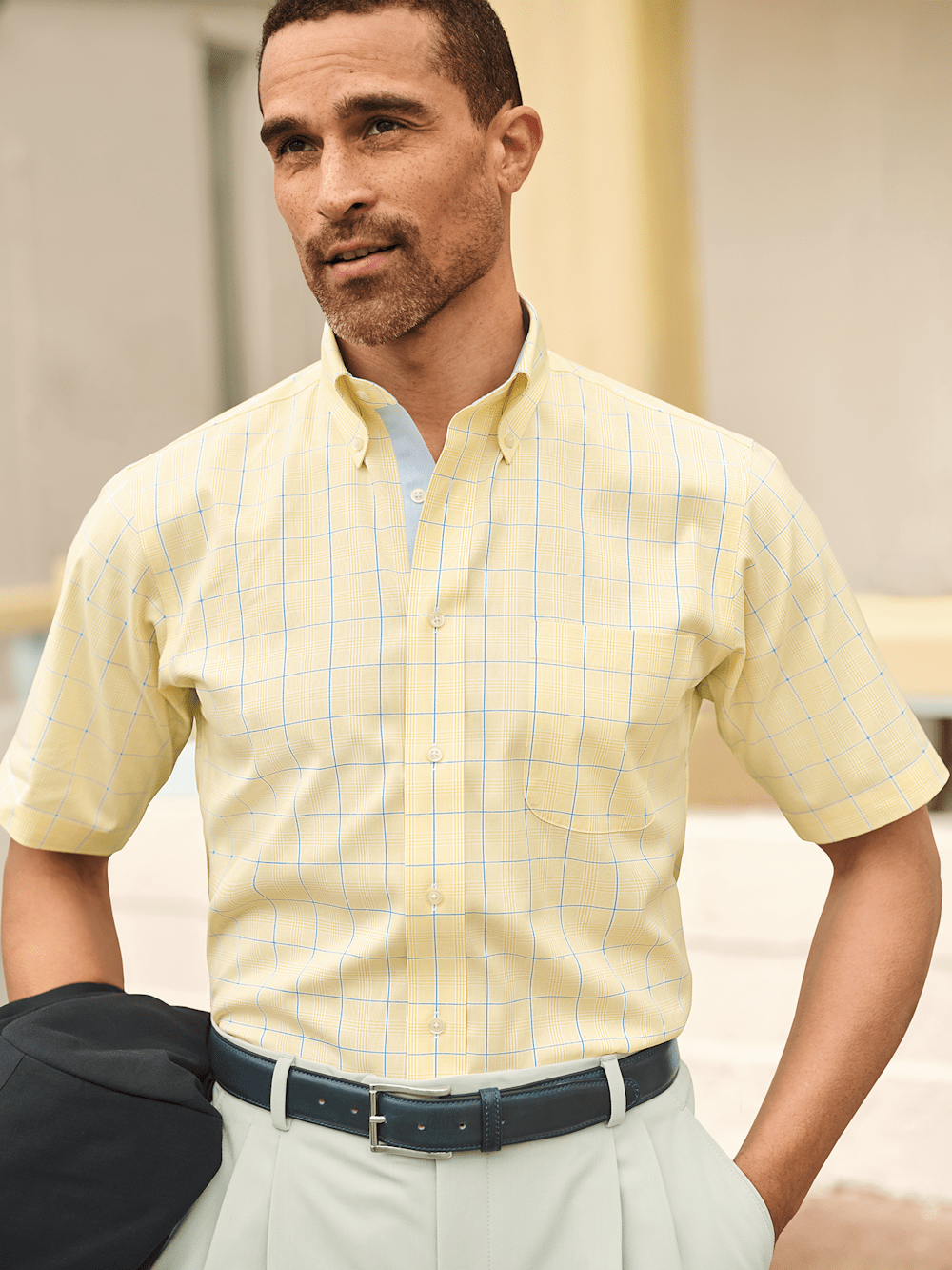 Alternate Image of Comfort Stretch Non-iron Check Dress Shirt With Contrast Trim-7