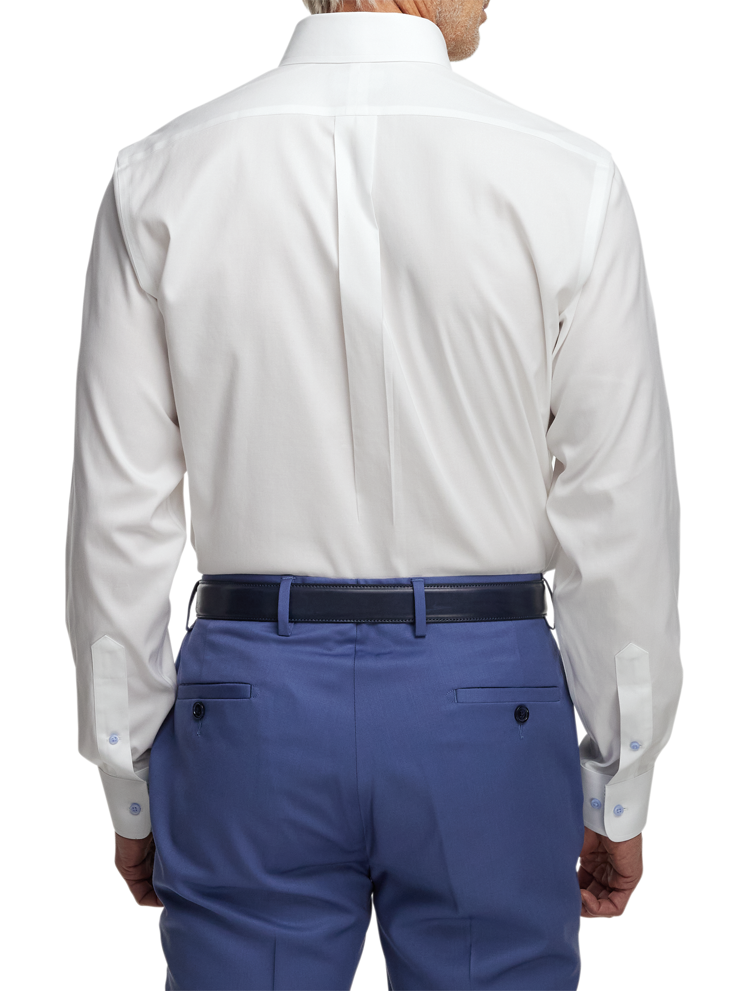 Comfort Stretch Non-Iron Solid Dress Shirt With Contrast Trim - White