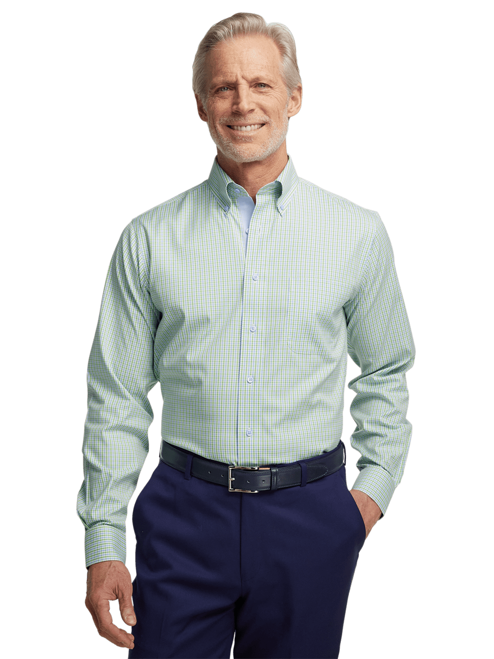 Alternate Image of Comfort Stretch Non-iron Gingham Dress Shirt With Contrast Trim-1