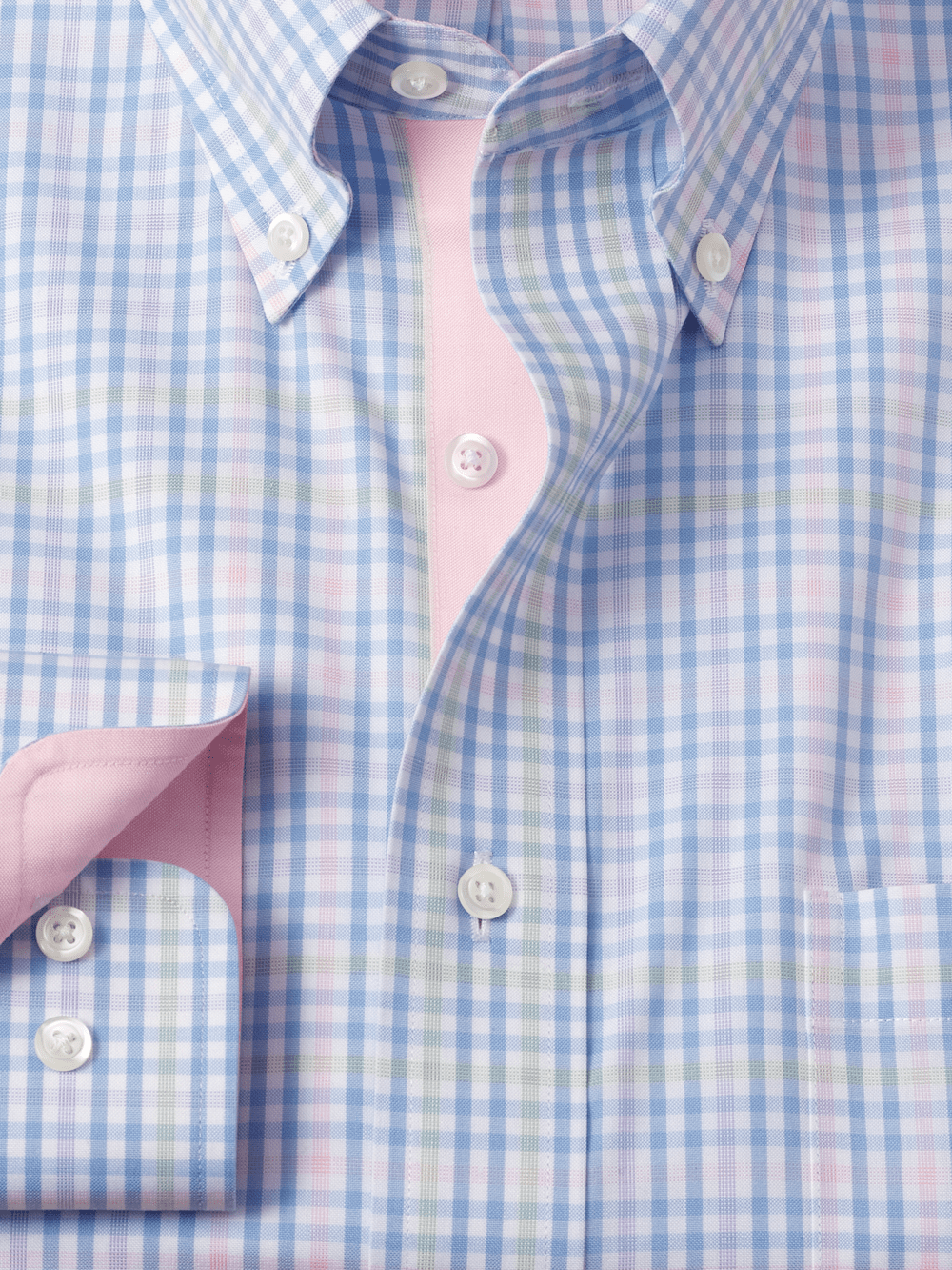 Alternate Image of Comfort Stretch Non-iron Tattersall Dress Shirt With Contrast Trim-5