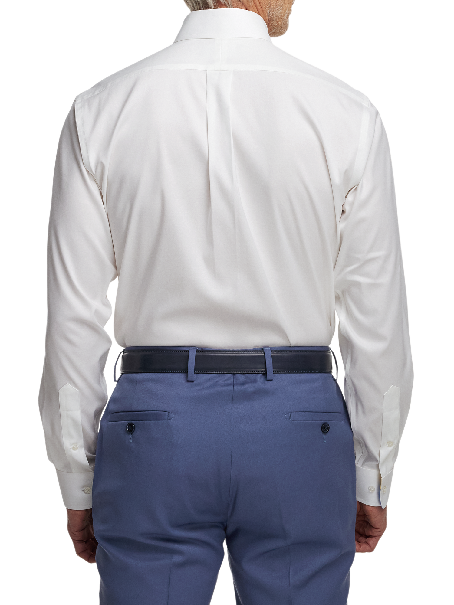 Comfort Stretch Non-Iron Solid Dress Shirt With Contrast Trim - White