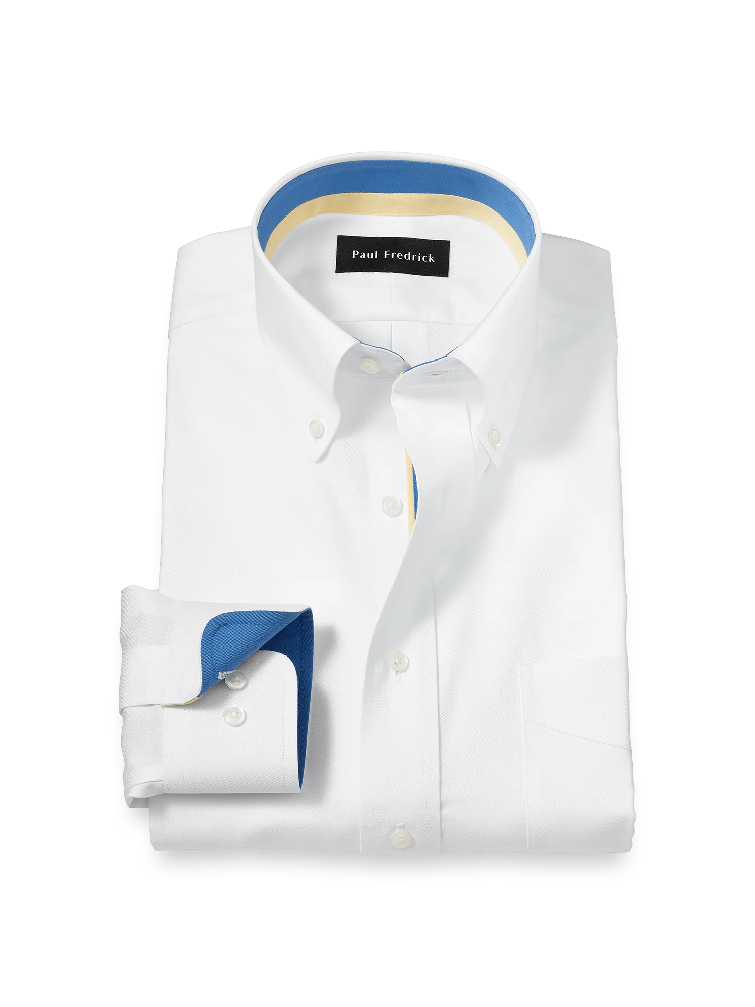 Product Image of Comfort Stretch Non-iron Solid Dress Shirt With Contrast Trim-White