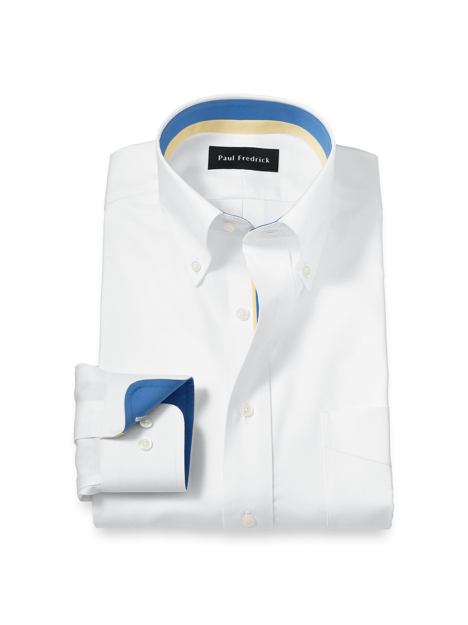 Product Image of Comfort Stretch Non-iron Solid Dress Shirt With Contrast Trim-White