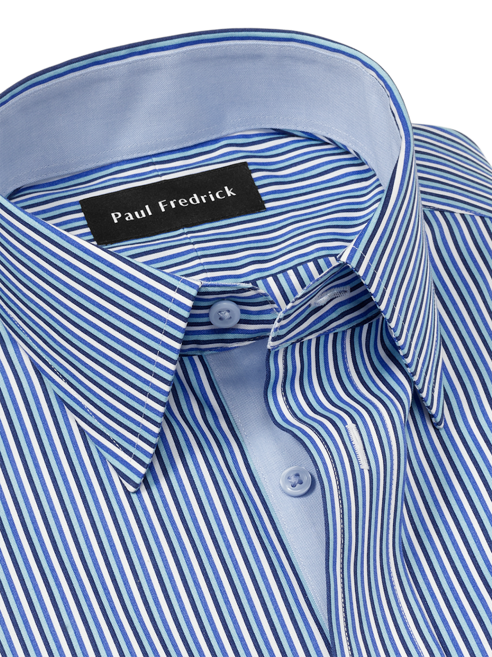 Alternate Image of Comfort Stretch Non-iron Stripe Dress Shirt With Contrast Trim-6