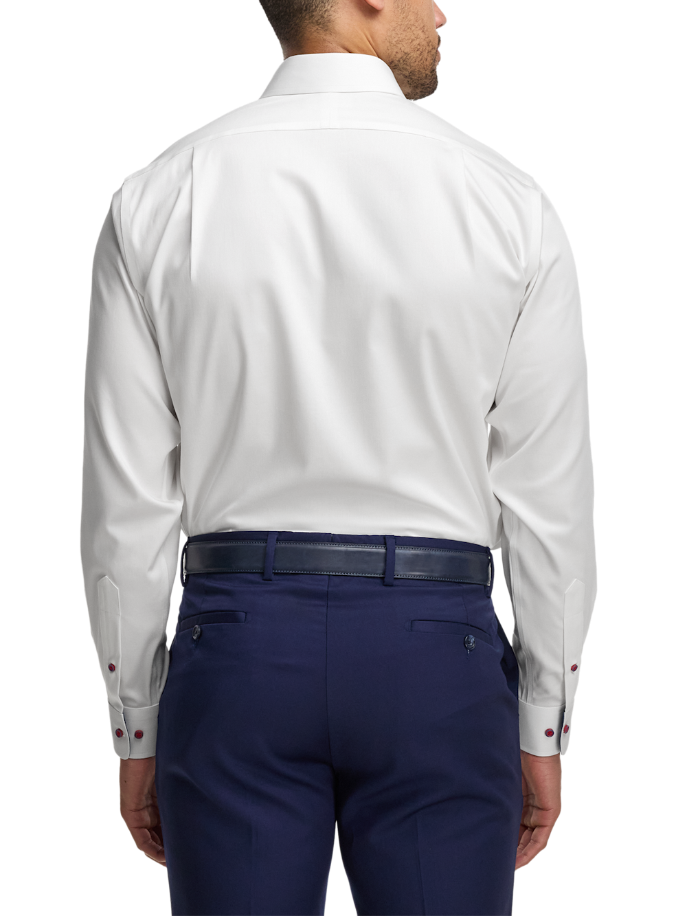 Alternate Image of Comfort Stretch Non-iron Solid Dress Shirt With Contrast Trim-4