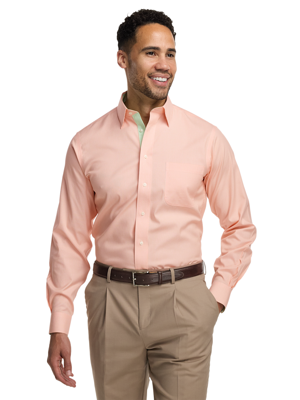 Alternate Image of Comfort Stretch Non-iron Check Dress Shirt With Contrast Trim-1