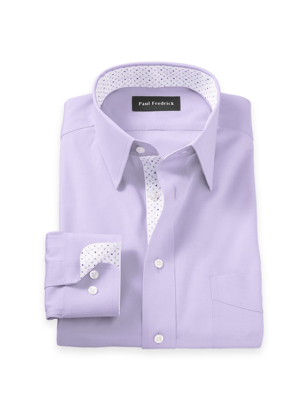 Product Image of Comfort Stretch Non-iron Solid Dress Shirt With Contrast Trim-Purple