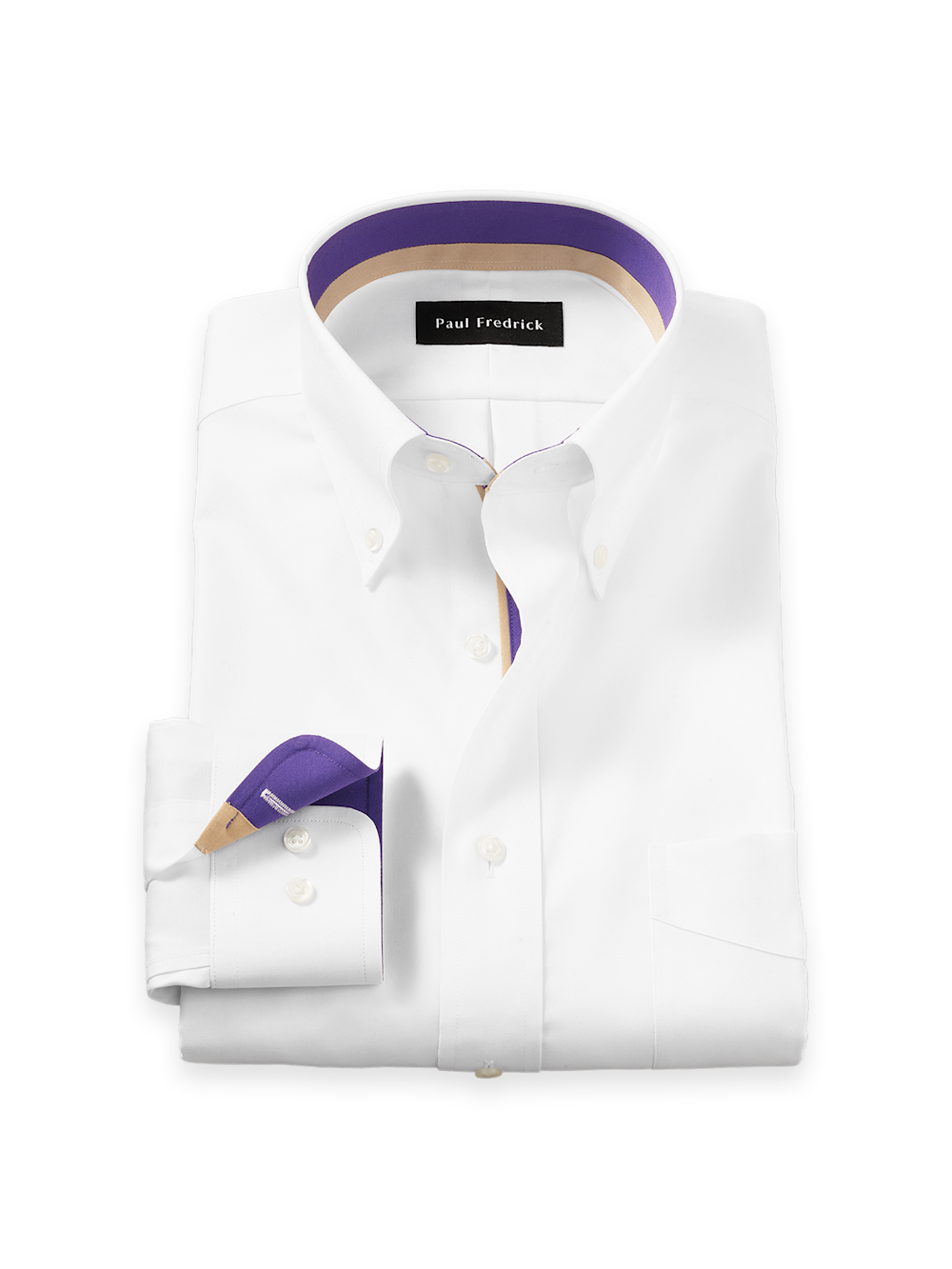 Product Image of Comfort Stretch Non-iron Solid Dress Shirt With Contrast Trim-White