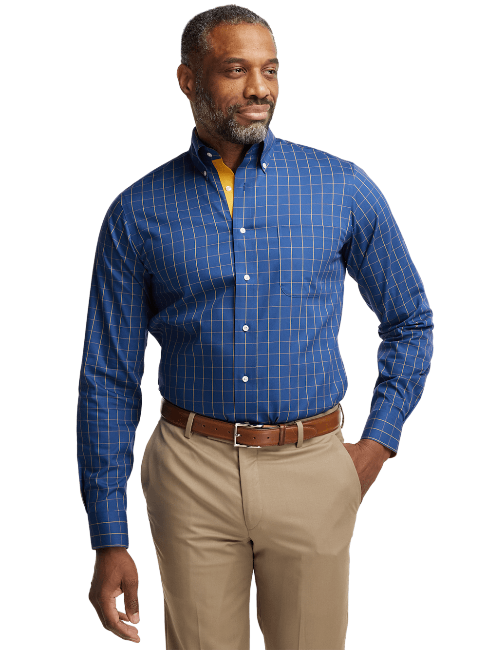 Alternate Image of Non-iron Cotton Check Dress Shirt With Contrast Trim-1