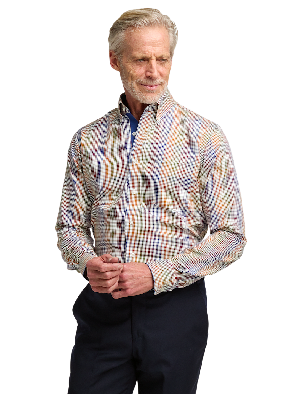 Alternate Image of Non-iron Cotton Gingham Dress Shirt With Contrast Trim-1
