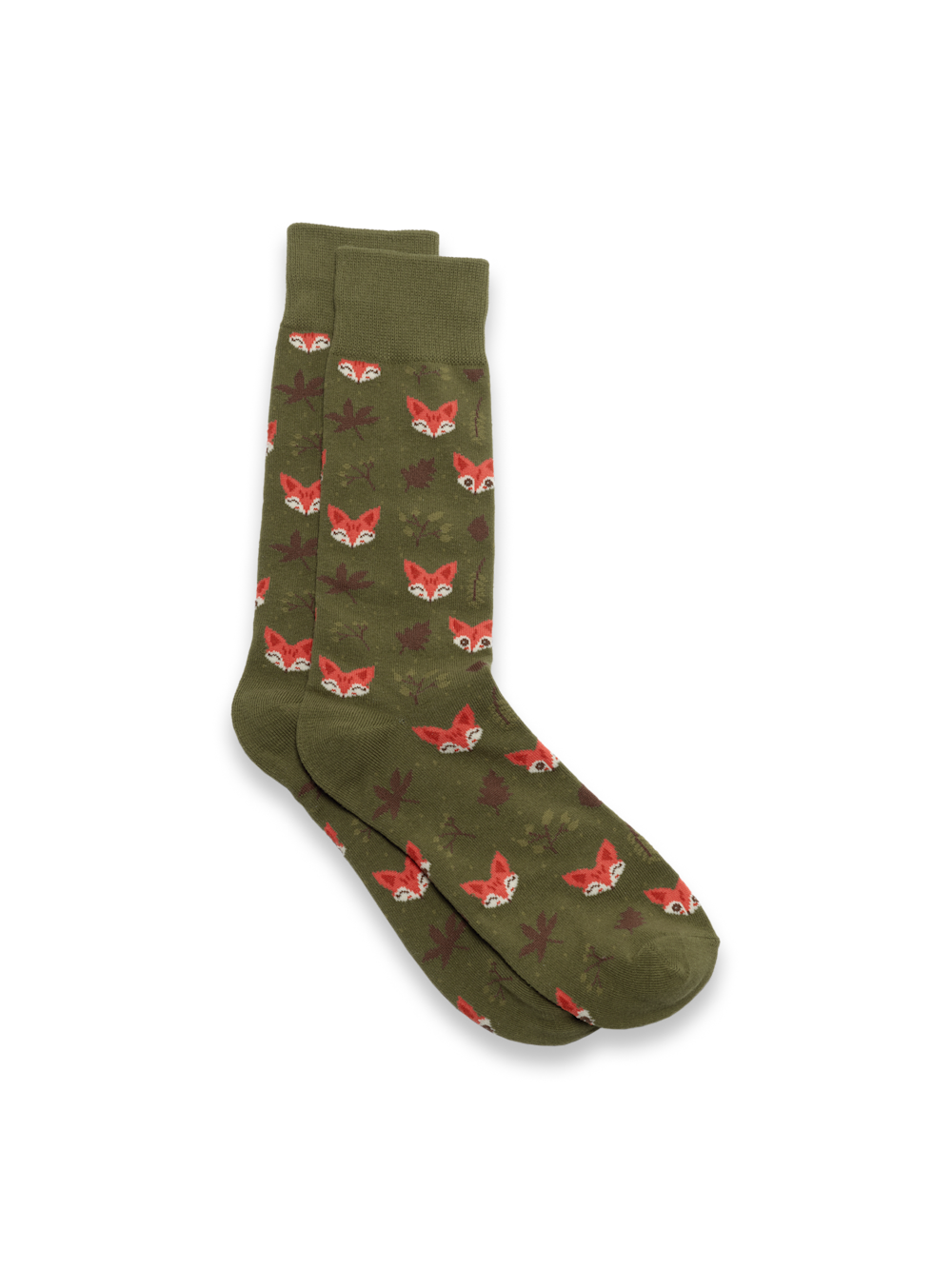 Product Image of Fox Motif Cotton Blend Sock-Green/Orange