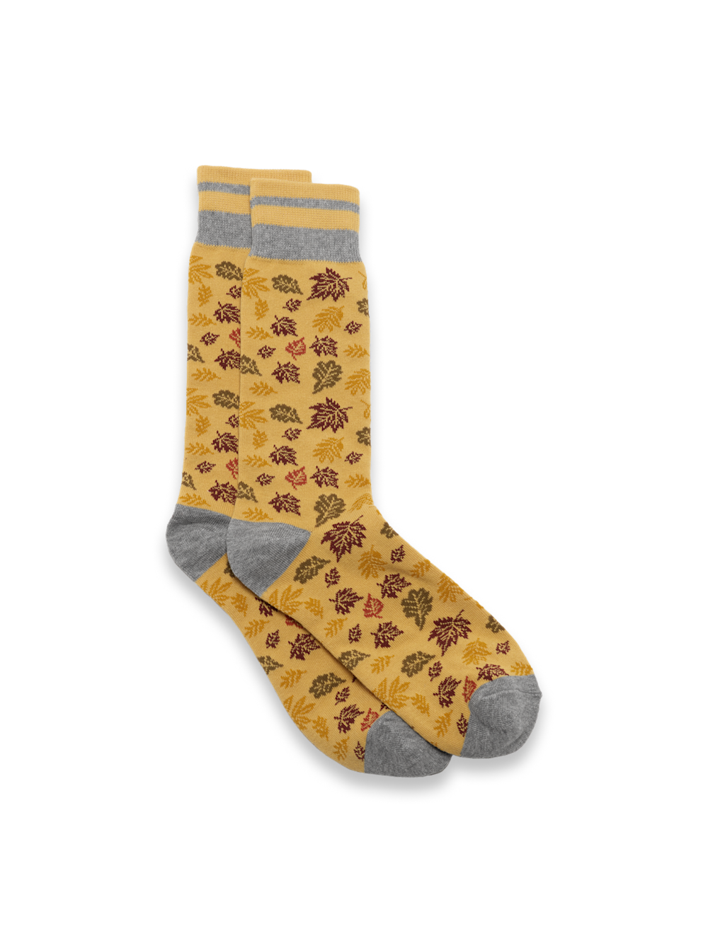 Product Image of Leaves Cotton Blend Sock-Yellow Multi