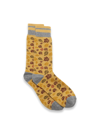 Leaves Cotton Blend Sock - Yellow Multi