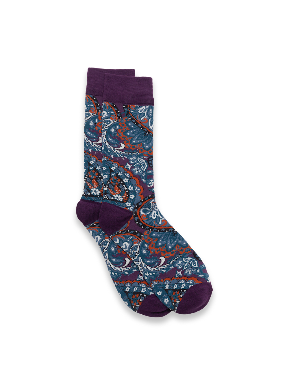 Product Image of Paisley Cotton Blend Sock-Purple Multi