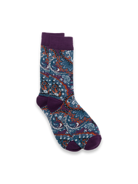 Paisley Cotton Blend Sock - Purple Multi