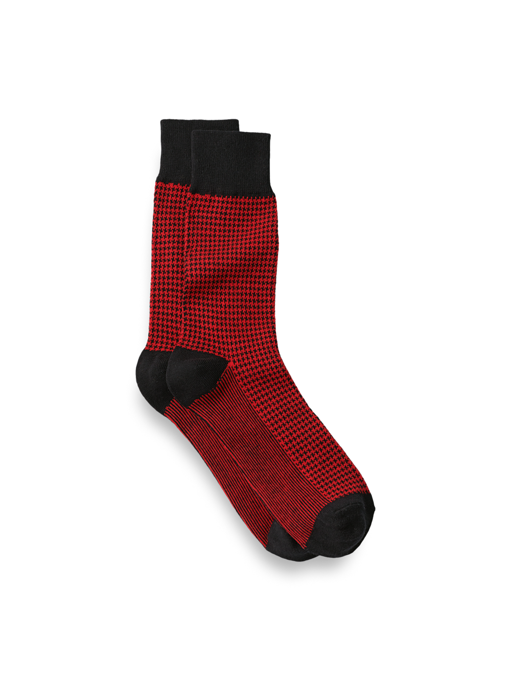 Product Image of Houndstooth Cotton Blend Sock-Red/Black