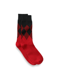 Argyle Cotton Blend Socks - Red/black
