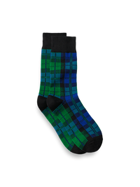 Blackwatch Plaid Cotton Blend Socks - Blue Multi