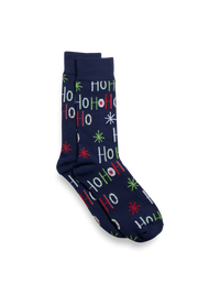 Christmas Motif Cotton Blend Sock - Navy Multi