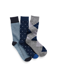 3 Pack Cotton Blend Sock - Navy Multi