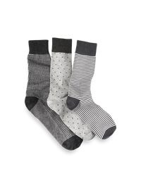 3 Pack Cotton Blend Sock - Grey Multi