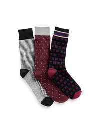 3 Pack Cotton Blend Sock - Black Multi