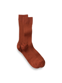 Solid Rib Cotton Blend Sock - Rust