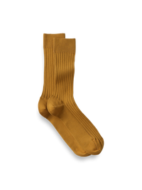 Solid Rib Cotton Blend Sock - Gold