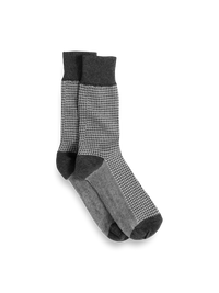 Houndstooth Cotton Blend Sock - Charcoal