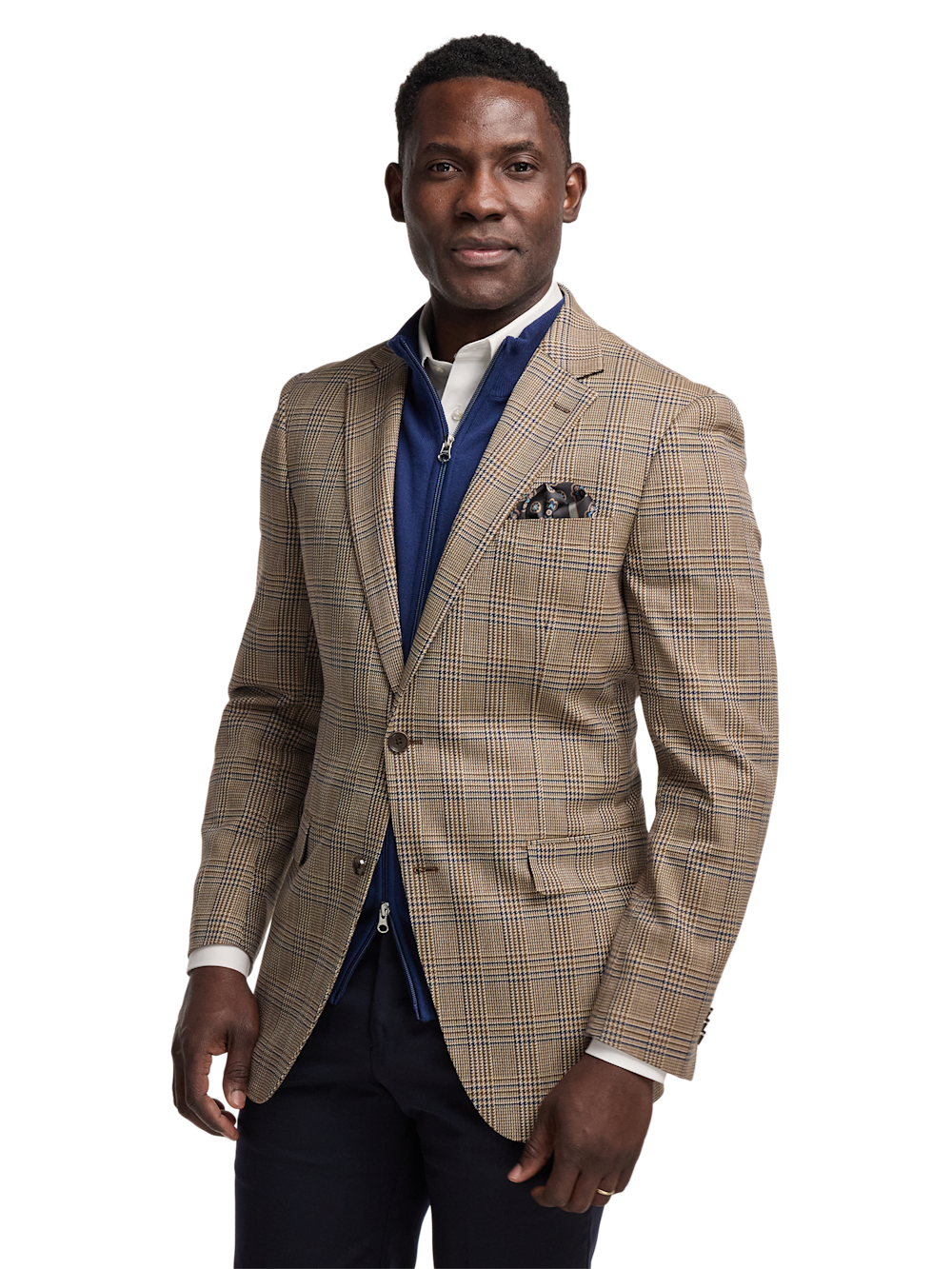Alternate Image of Microfiber Plaid Single Breasted Notch Lapel Sport Coat-1