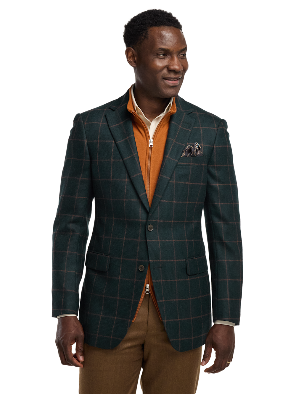 Alternate Image of Wool Blend Windowpane Single Breasted Notch Lapel Sport Coat-1