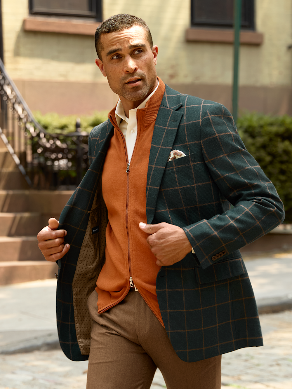 Alternate Image of Wool Blend Windowpane Single Breasted Notch Lapel Sport Coat-7