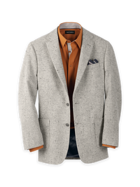 Wool Donegal Single Breasted Notch Lapel Sport Coat - Grey