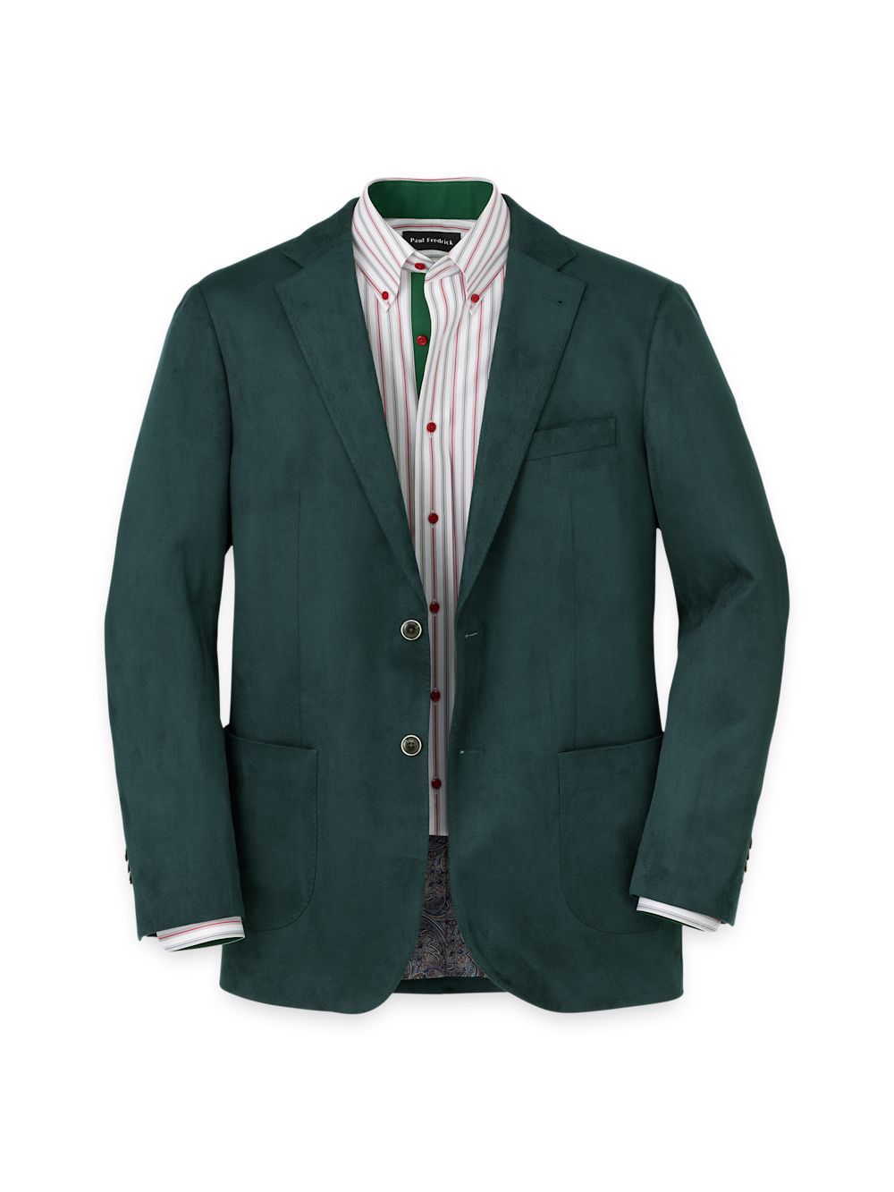Product Image of Microsuede Single Breasted Notch Lapel Sport Coat-Dark Green