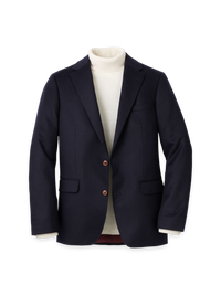 Cashmere Single Breasted Notch Lapel Sport Coat - Navy