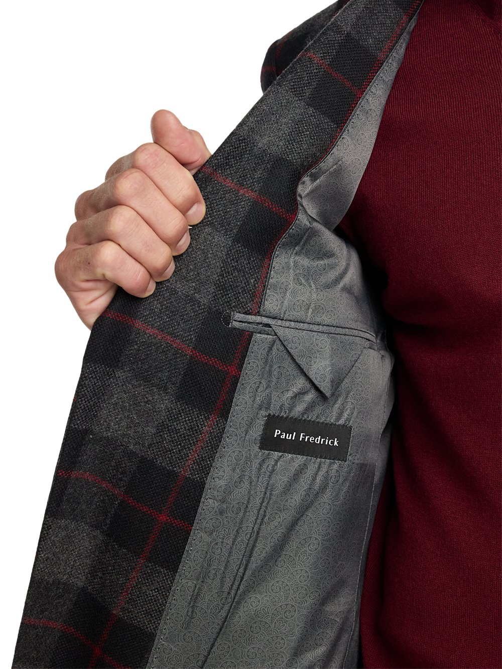 Alternate Image of Wool Blend Plaid Single Breasted Notch Lapel Sport Coat-4