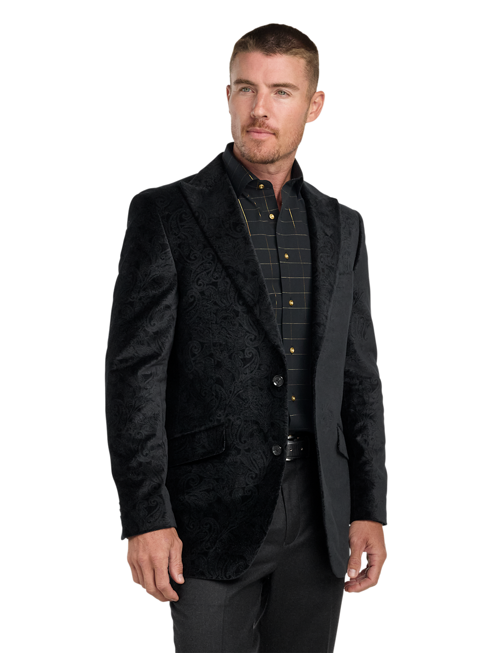 Alternate Image of Velvet Paisley Single Breasted Peak Lapel Sport Coat-2