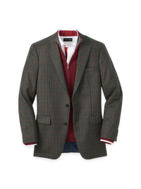 Wool Blend Plaid Single Breasted Notch Lapel Sport Coat - Green/blue