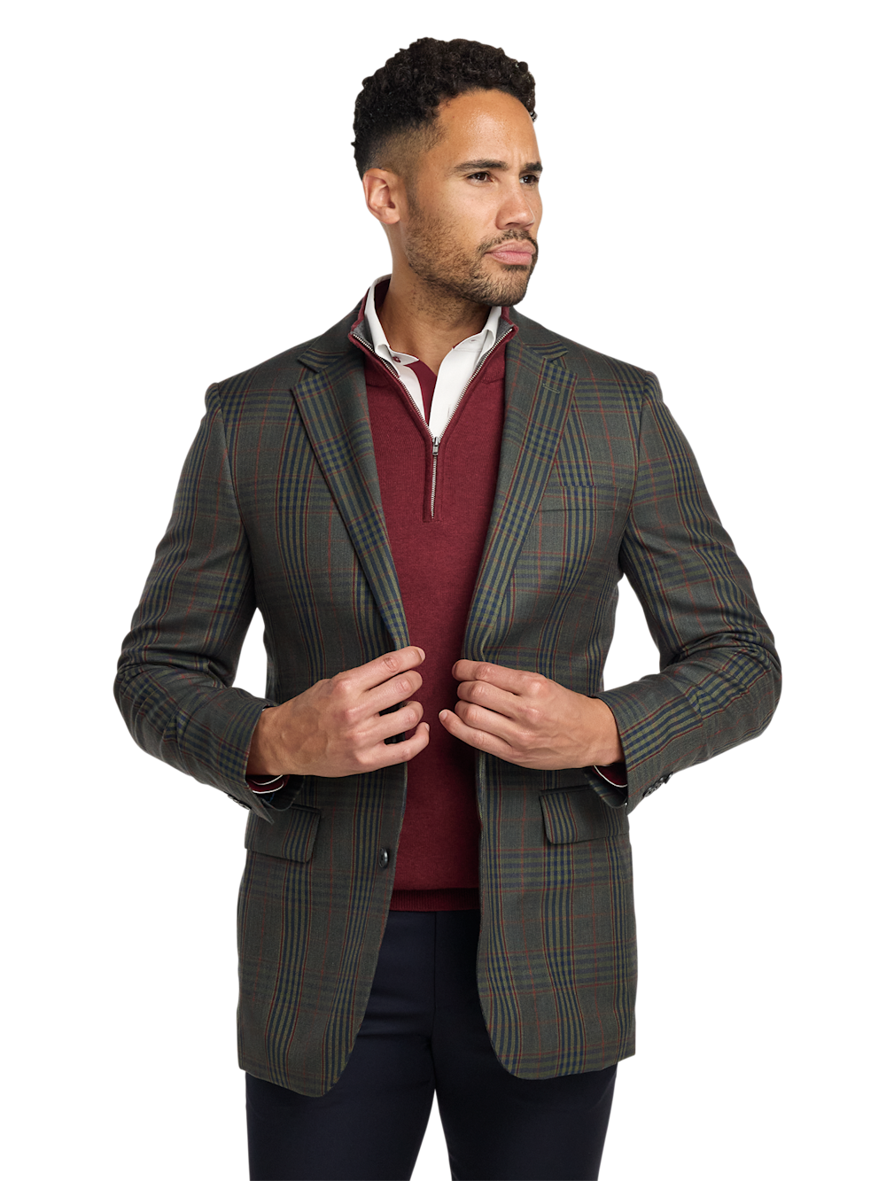 Alternate Image of Wool Blend Plaid Single Breasted Notch Lapel Sport Coat-2
