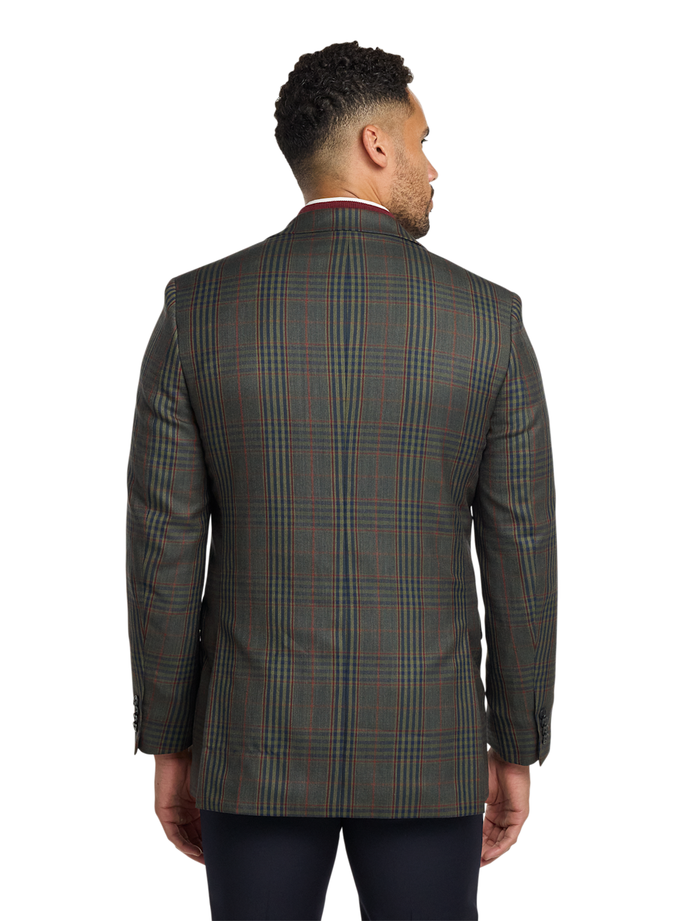 Alternate Image of Wool Blend Plaid Single Breasted Notch Lapel Sport Coat-7