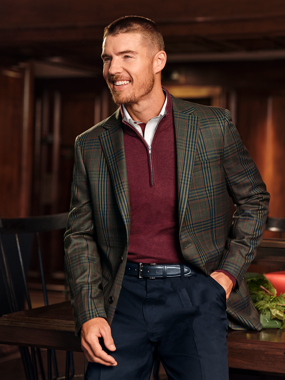 Alternate Image of Wool Blend Plaid Single Breasted Notch Lapel Sport Coat-8