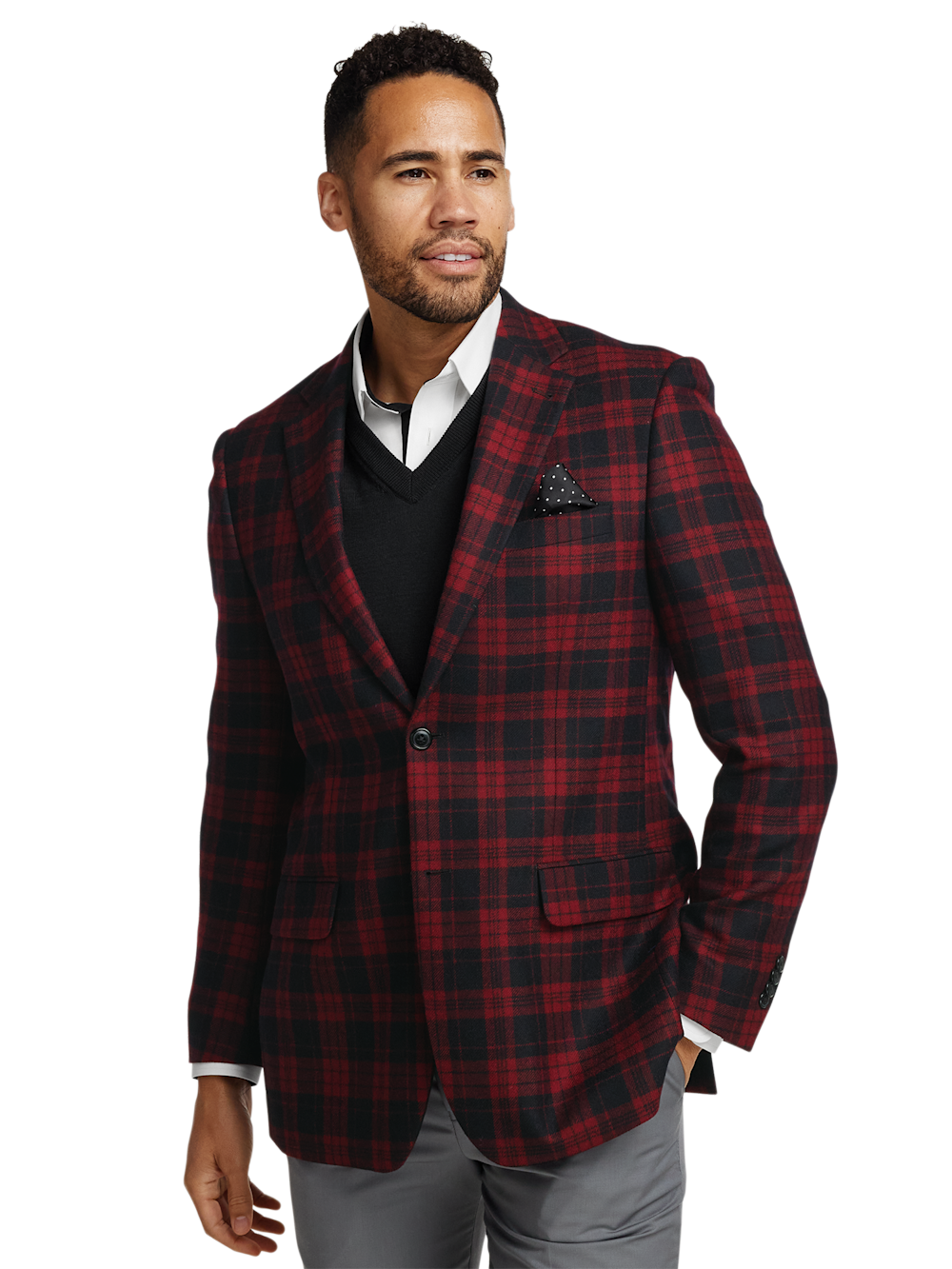 Alternate Image of Wool Plaid Single Breasted Notch Lapel Sport Coat-1
