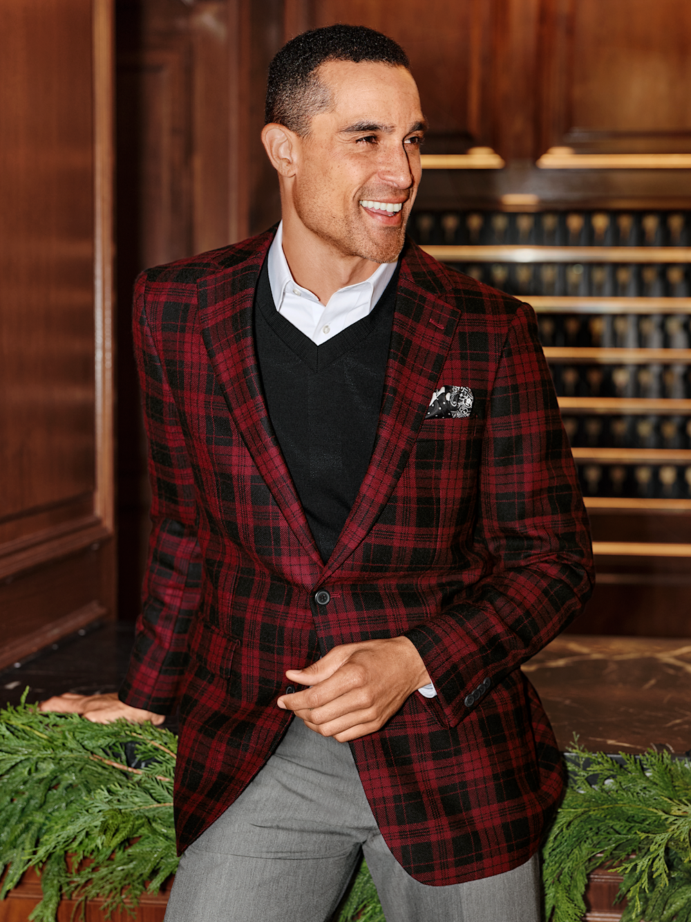 Alternate Image of Wool Plaid Single Breasted Notch Lapel Sport Coat-7